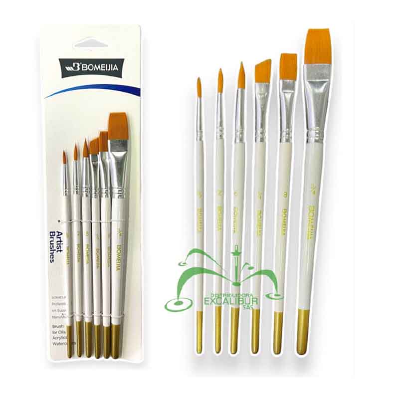 Set pincel Surtido x 6 Redondo - Angular - Plano
